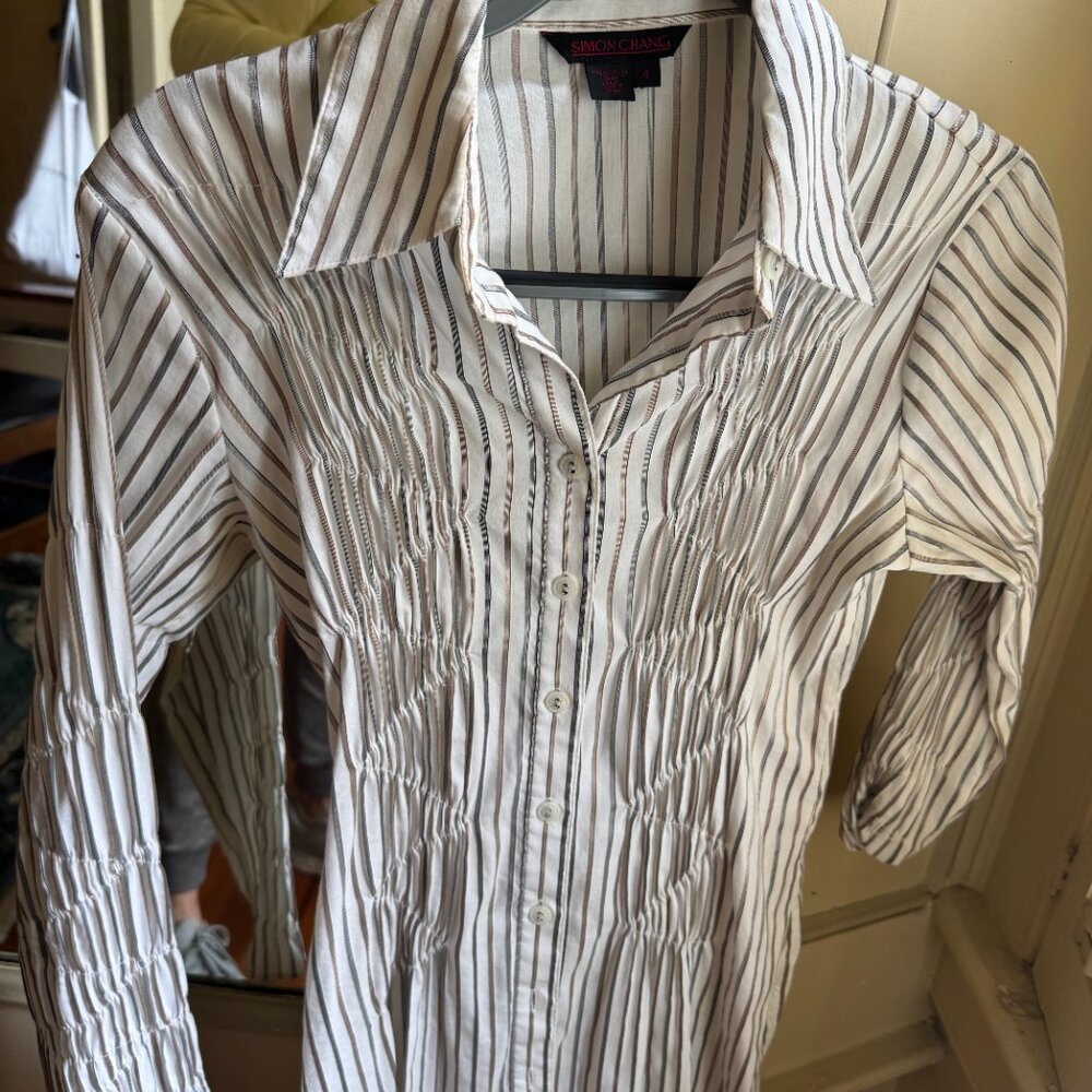 Fun Gold & Silver Button-up Blouse - Picture 4 of 4